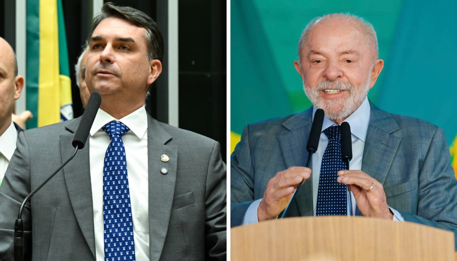 Flávio Bolsonaro aparece à frente de Lula em pesquisa para presidente no Paraná Montagem: Andressa Anholete/Agência Senado - 21. 09. 2026 e Ricardo Stuckert/ Campanha -14.09.26