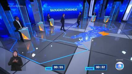 Debate RJ: Eduardo Paes (PSD) pergunta para André Marinho (Novo) sobre concessões e privatizações nas Baixadas Litorâneas