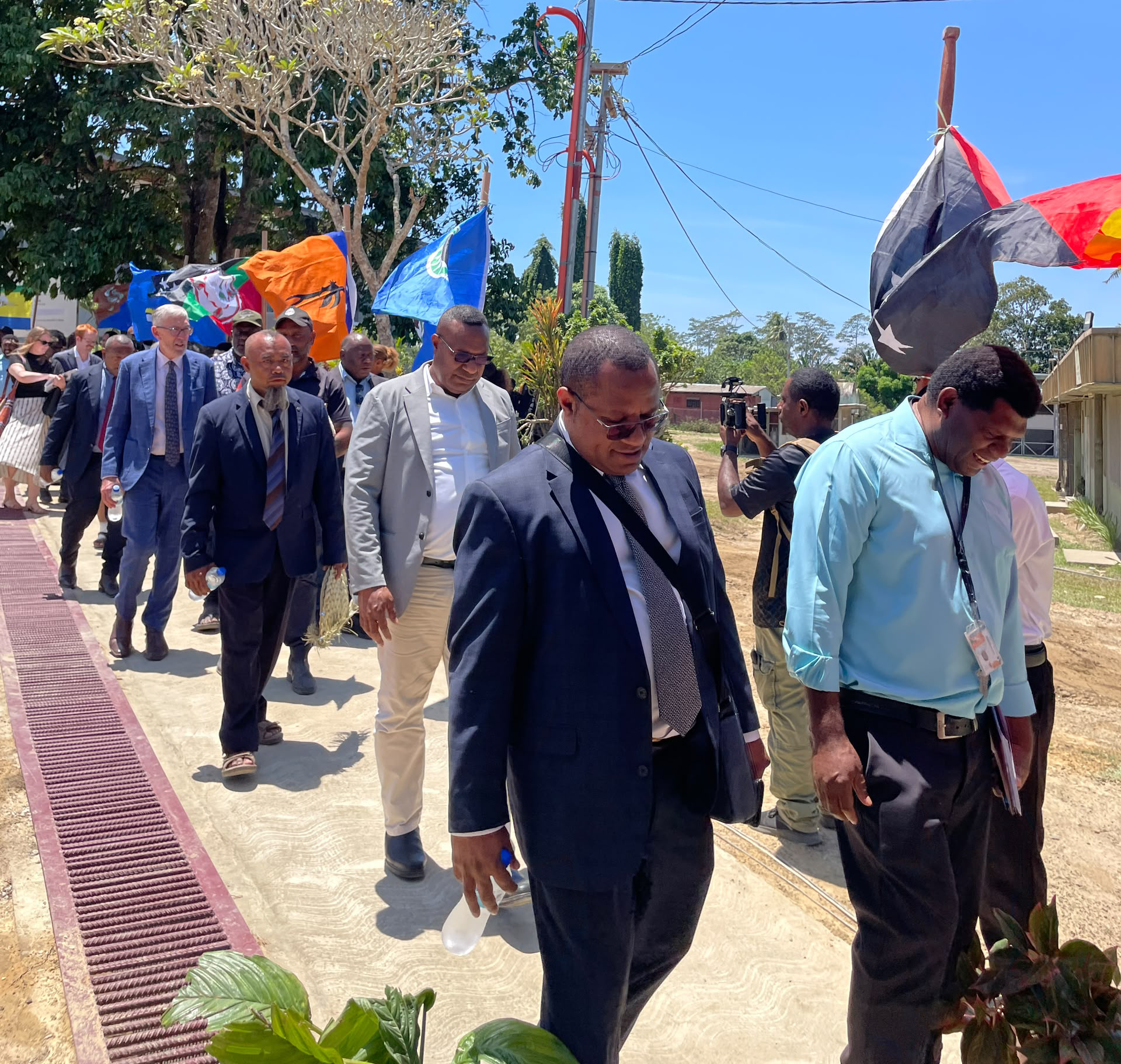 Higher Education, Research, Science and Technology Minister Kinoka Feo and other officials at the opening ceremony of the new library facility at Sonoma Adventist College in East New Britain.