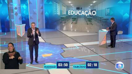 Debate em SP: Haddad (PT) pergunta a Tarcísio (Republicanos) sobre educação