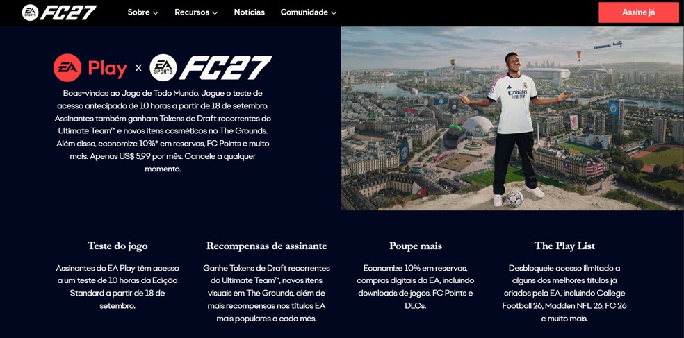 EA FC 27: como jogar 10 horas grátis pelo EA Play antes do lançamento