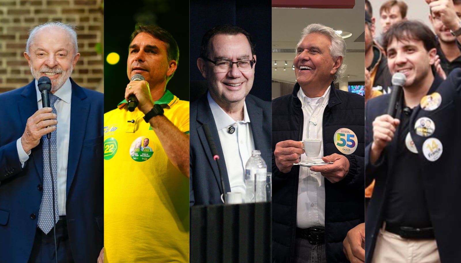 Pesquisa mediu ânimo dos eleitores para o pleito presidencial deste ano Montagem R7: Ricardo Stuckert/PR - 21.09.26; Charles Vieira/ Divulgação Campanha Flávio Bolsonaro - 19.09.2026; Equipe Campanha Augusto Cury;Eequipe Campanha Ronaldo Caiado; Reprodução/instagram/@renansantos