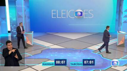 Debate em SP: Tarcísio (Republicanos) e Haddad (PT) falam sobre a Sabesp