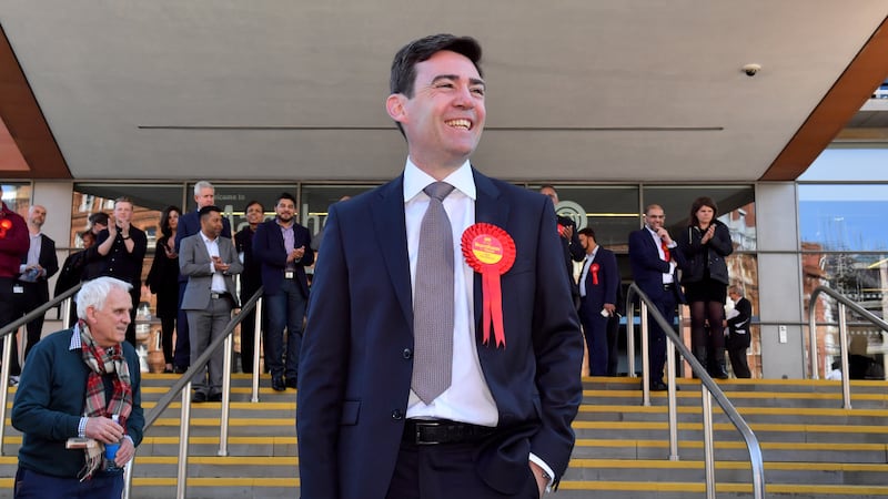 Mr Burnham celebrates winning the Greater Manchester mayoral election in 2017