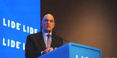 O ministro do STF, Alexandre de Moraes, esteve com sua esposa, Viviane Barci, no 24&ordm; F&oacute;rum Empresarial do Lide em agosto de 2025. Foto: Reprodu&ccedil;&atilde;o/v&iacute;deo / Estad&atilde;o