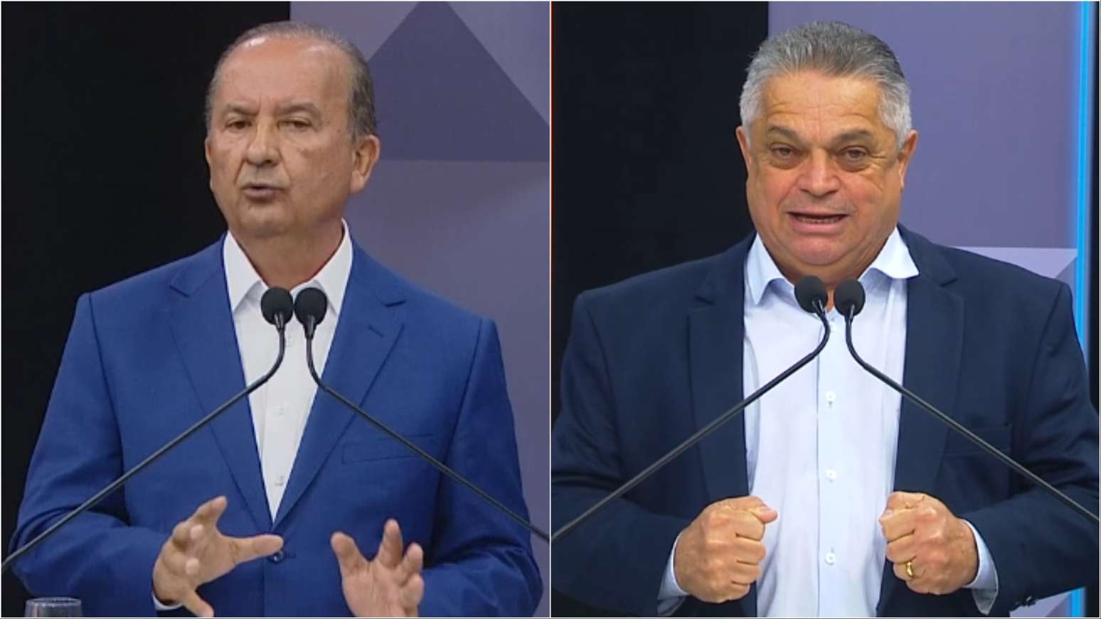 Jorginho Mello (PL) e Jo&atilde;o Rodrigues (PSD) em debate na Globo