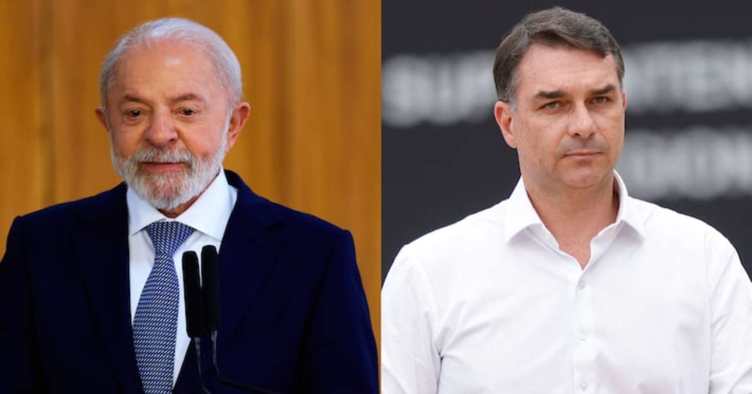 O presidente Lula (PT) e o senador Fl&aacute;vio Bolsonaro (PL-RJ)