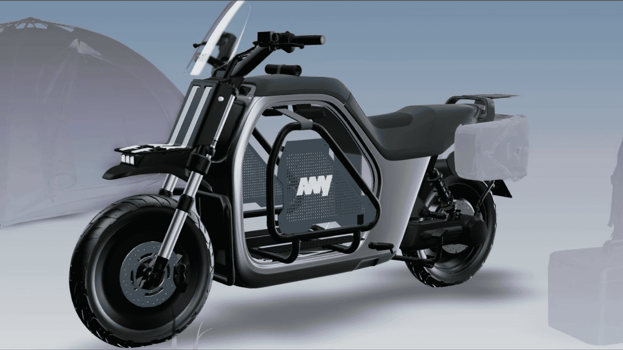Nova moto elétrica com armazenamento interno no lugar onde fica o motor em motos convencionais