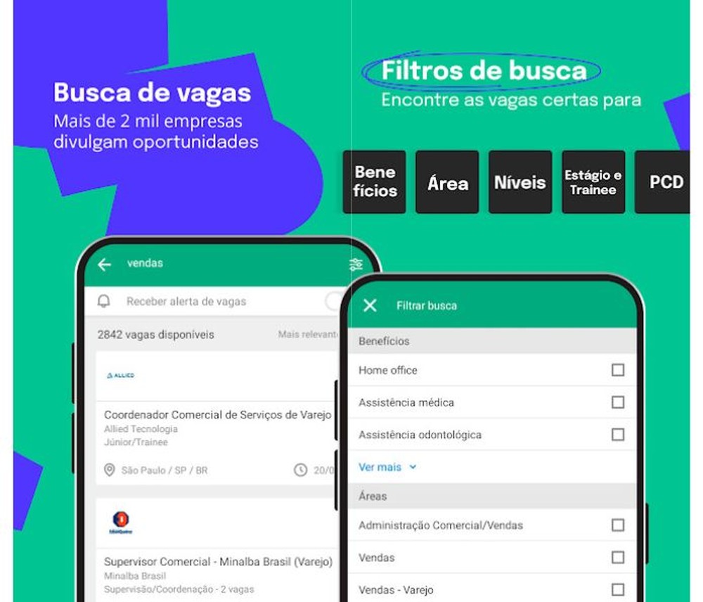 Vagas.com é uma plataforma brasileira usada por empresas para divulgar oportunidades e conduzir processos seletivos — Foto: Reprodução/Google Play Store