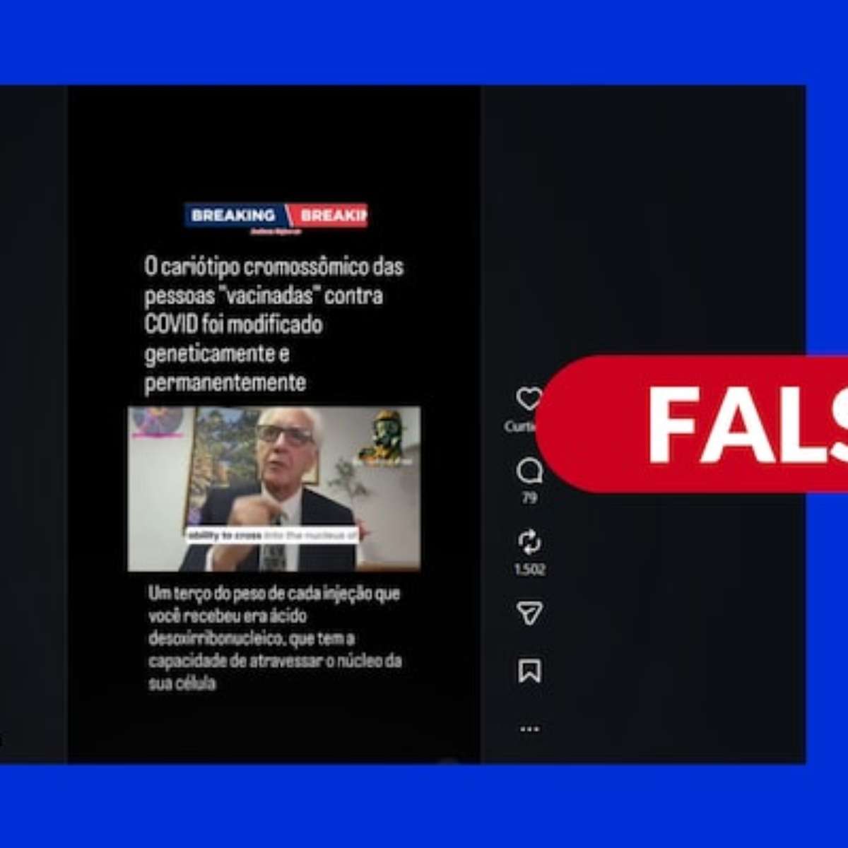É falso que vacina de mRNA tenha alterado cromossomos de imunizados