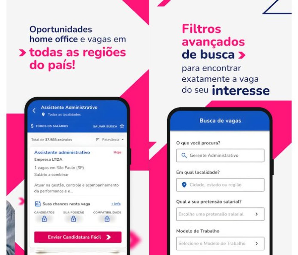 Catho oferece vagas de diferentes áreas e níveis profissionais — Foto: Reprodução/Google Play Store
