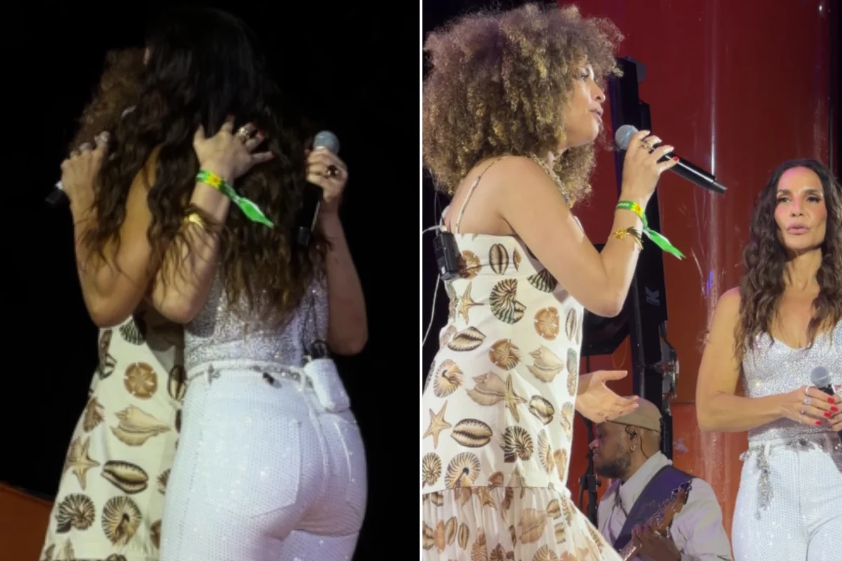A cantora mineira Julia Rocha e Ivete Sangalo durante o Ivete Clareou, em Belo Horizonte; Julia é um dos nomes da nova geração do samba na capital mineira