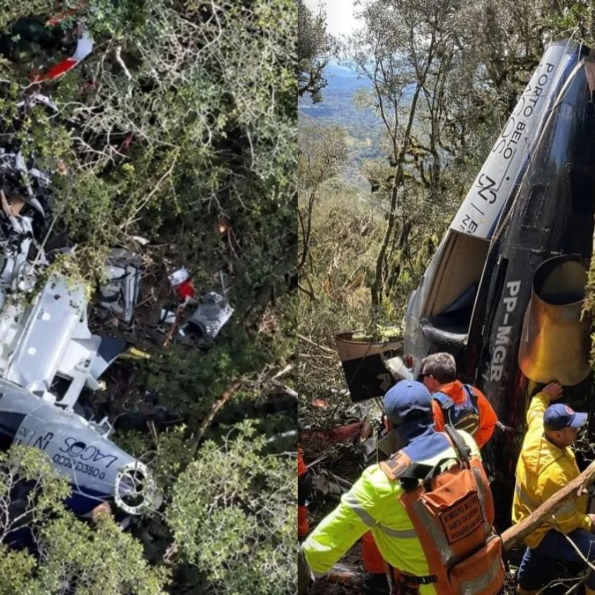 Corpos de Rick e outras 4 vítimas de queda de helicóptero são retirados