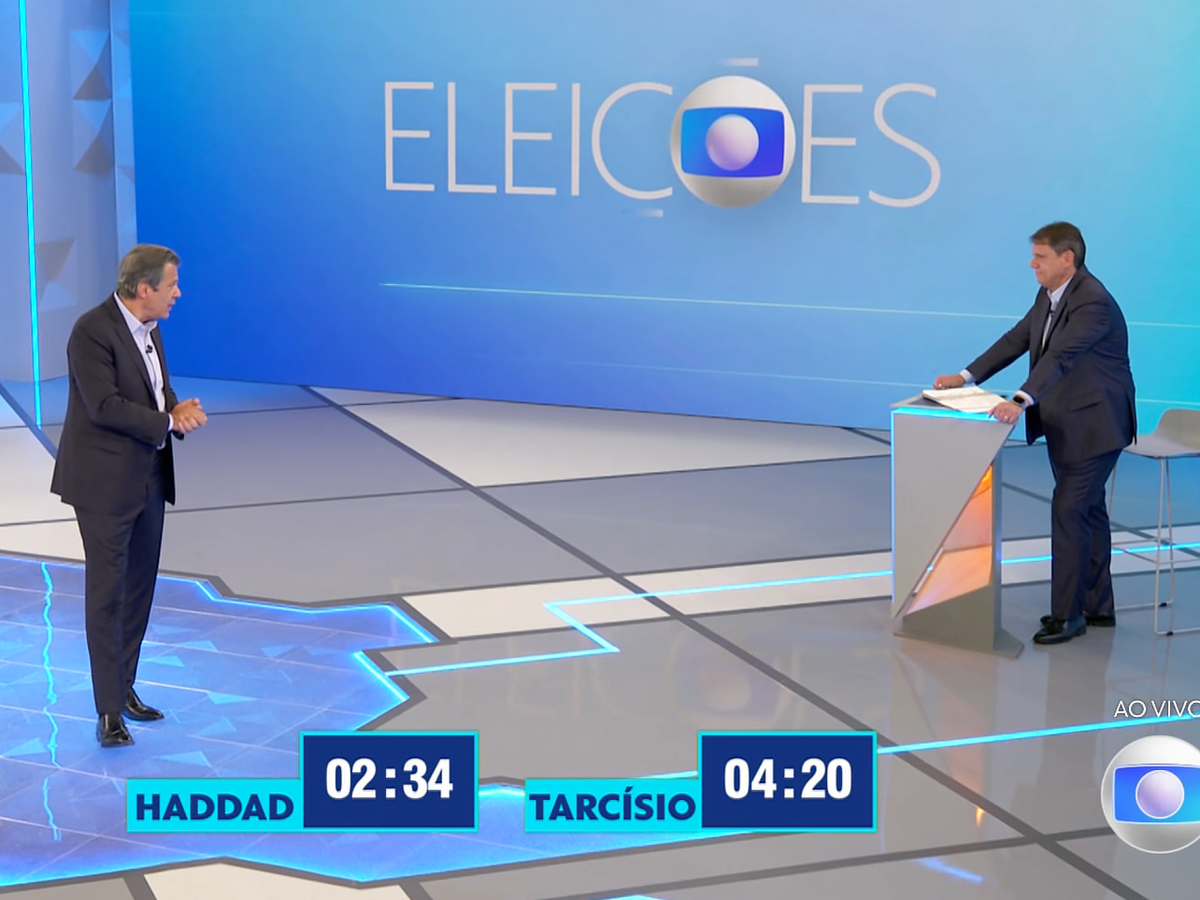 Tarcísio compara Haddad a Pinóquio durante debate: 'Você me lembra aquele personagem que quando mentia, o nariz crescia'