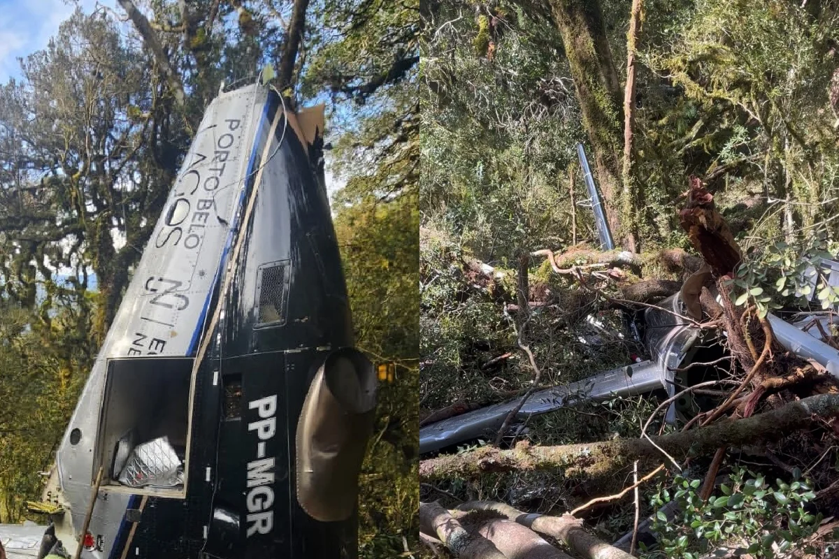 Imagens mostram operação após queda de helicóptero que levava Rick e Bruno
