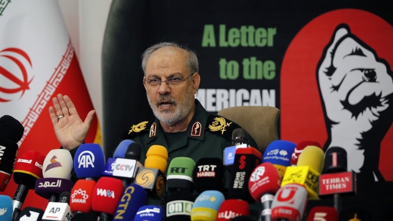 TEHRAN, IRAN - SEPTEMBER 29: (âRESTRICTIONS: NO Access Israel Media/Persian Language TV Stations Outside Iran/Strictly No Access BBC Persian/VOA Persian/Manoto TV/Iran International TVâ) Islamic Revolutionary Guard Corps (IRGC) spokesman Hossein Mohebbi