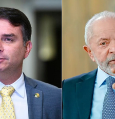 Flávio Bolsonaro (PL) e Lula (PT) acumulam maior intenção de voto Foto: Edilson Rodrigues/Agencia Senado e Ricardo Stuckert/PR