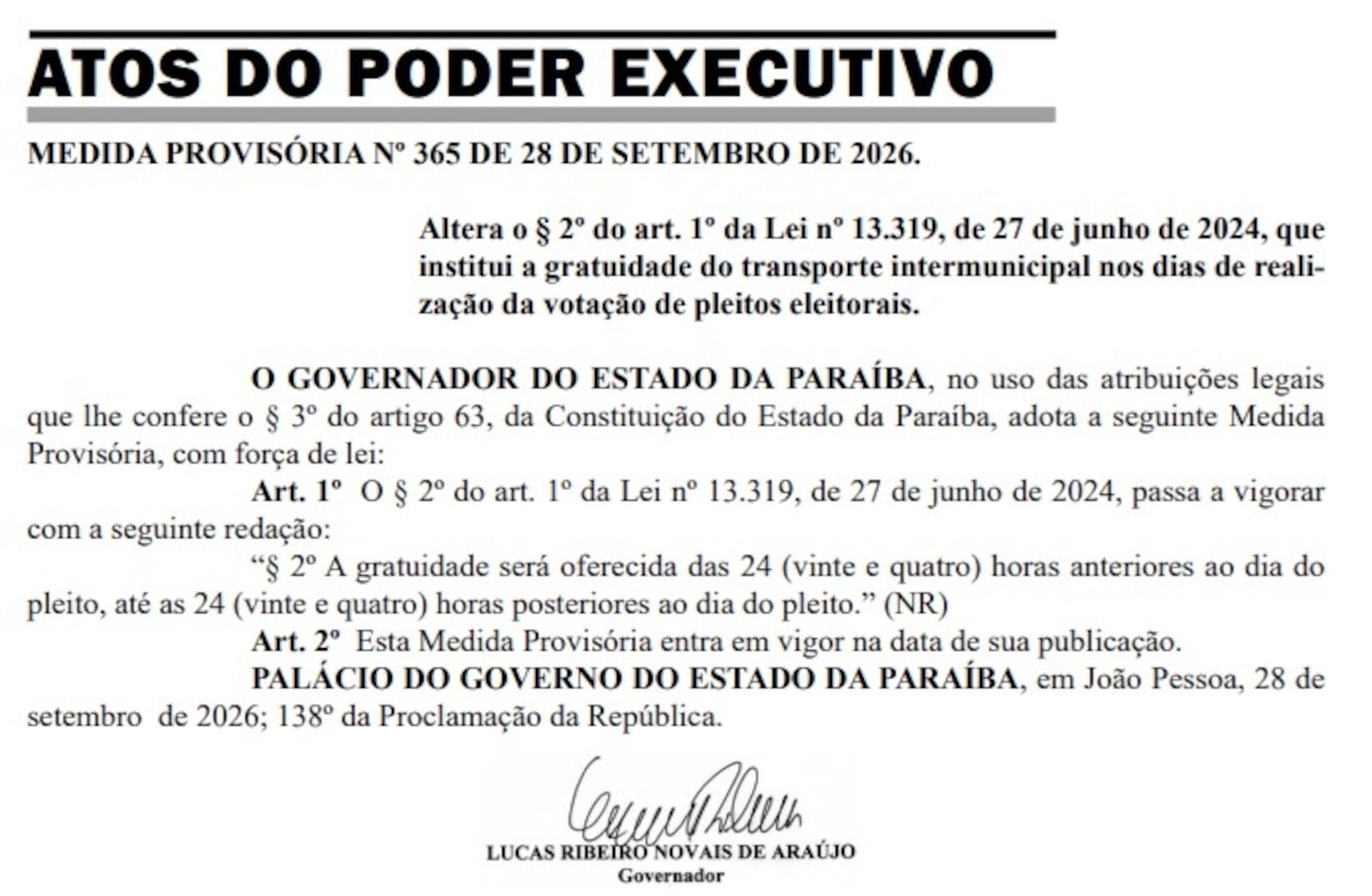 Imagem da matéria: Eleitores terão transporte intermunicipal gratuito na véspera e pós-eleições, na Paraíba