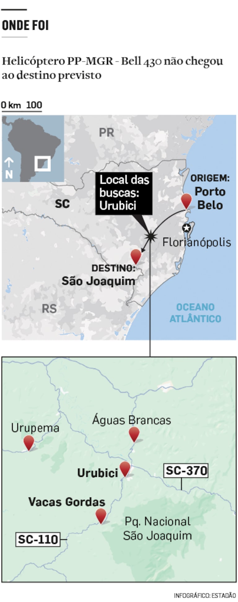Buscas por helicóptero com cantor Rick têm reforço de drone térmico em Santa Catarina