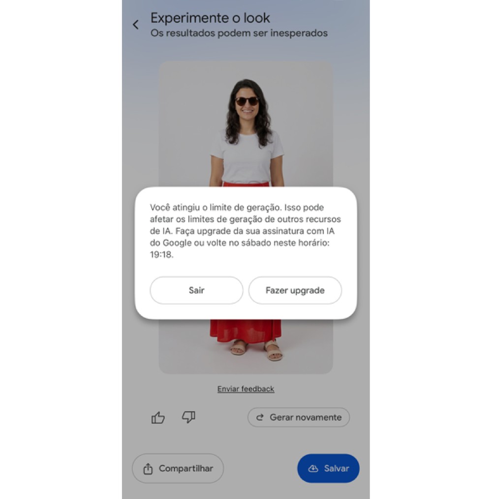 O guarda-roupa virtual é gratuito, mas possui um limite diário para a criação de looks — Foto: Reprodução/Paola Mansur