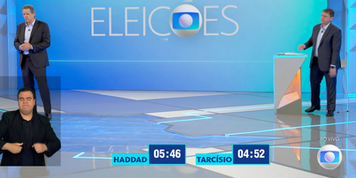 Haddad e Tarc&iacute;sio no debate da Globo Foto: Reprodu&ccedil;&atilde;o/Globo