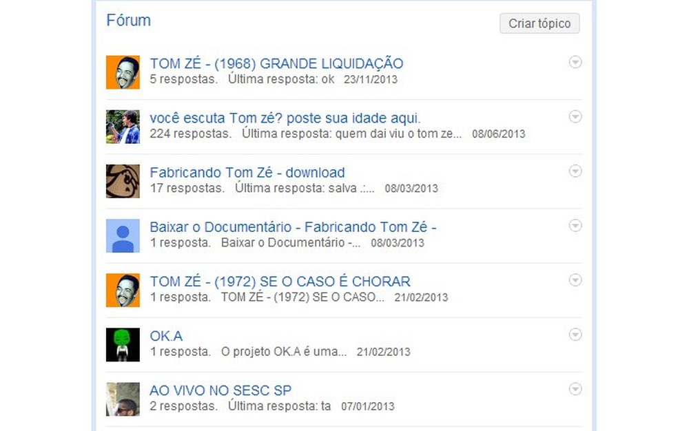 Comunidades do Orkut organizavam discussões por temas em tópicos, com uma estrutura semelhante à de fóruns — Foto: Reprodução/Elson de Souza