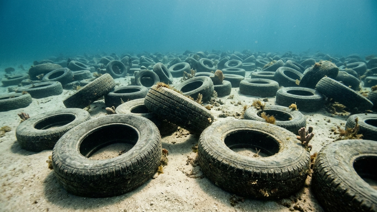 Cerca de 2 milhões de pneus foram despejados no fundo do mar na Flórida como recife artificial nos anos 1970, e desde então mais de 30 anos de operações tentam retirar tudo de volta