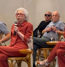 Fernanda Montenegro e Ary Fontoura na coletiva de 'Velhos Bandidos' Foto: