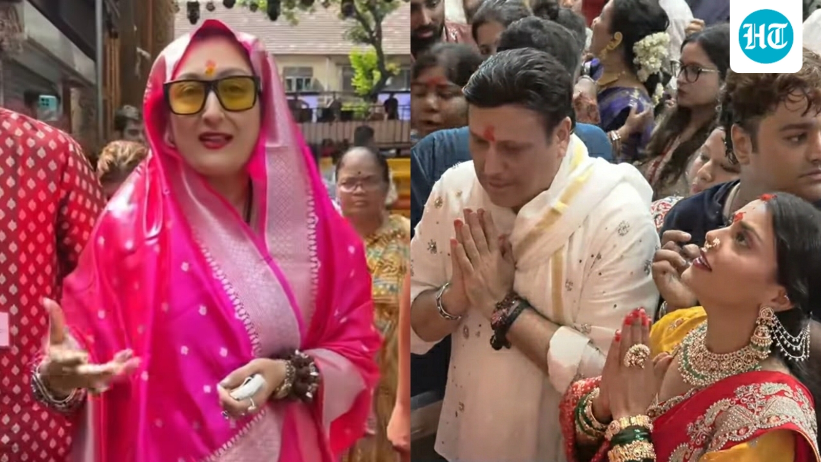 Govinda visita Lalbaugcha Raja com a namorada supostamente romântica Komal Rani Swarnkar; a esposa Sunita Ahuja recebe o darshan sozinha