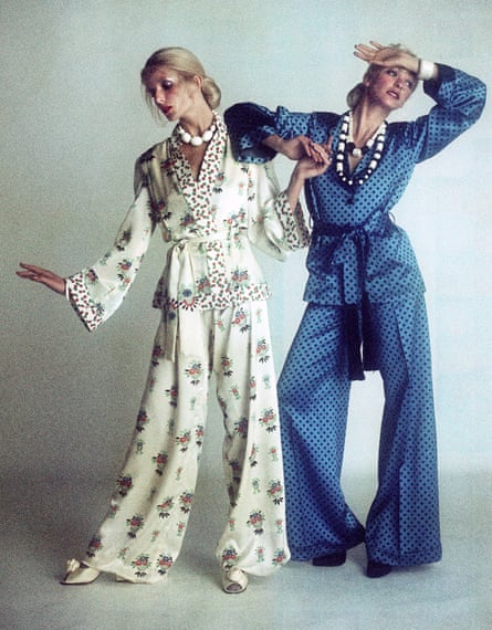 Two models wearing Birtwell’s designs in 1973.