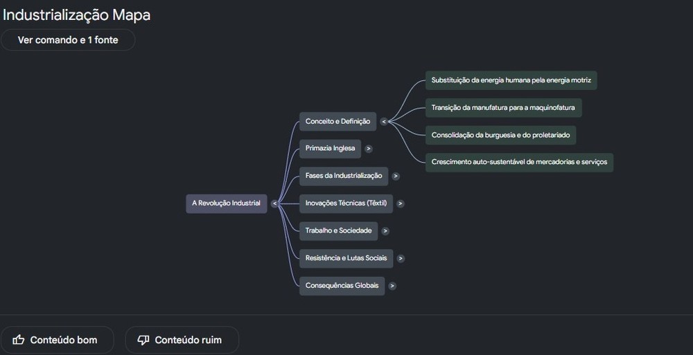 Mapa mental para estudos gerado pelo Gemini Notebook — Foto: Diedrich Bader/TechTudo