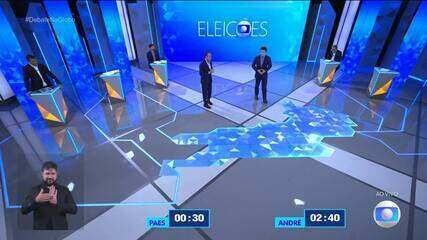 Debate RJ: Eduardo Paes (PSD) pergunta para André Marinho (Novo) sobre alianças políticas