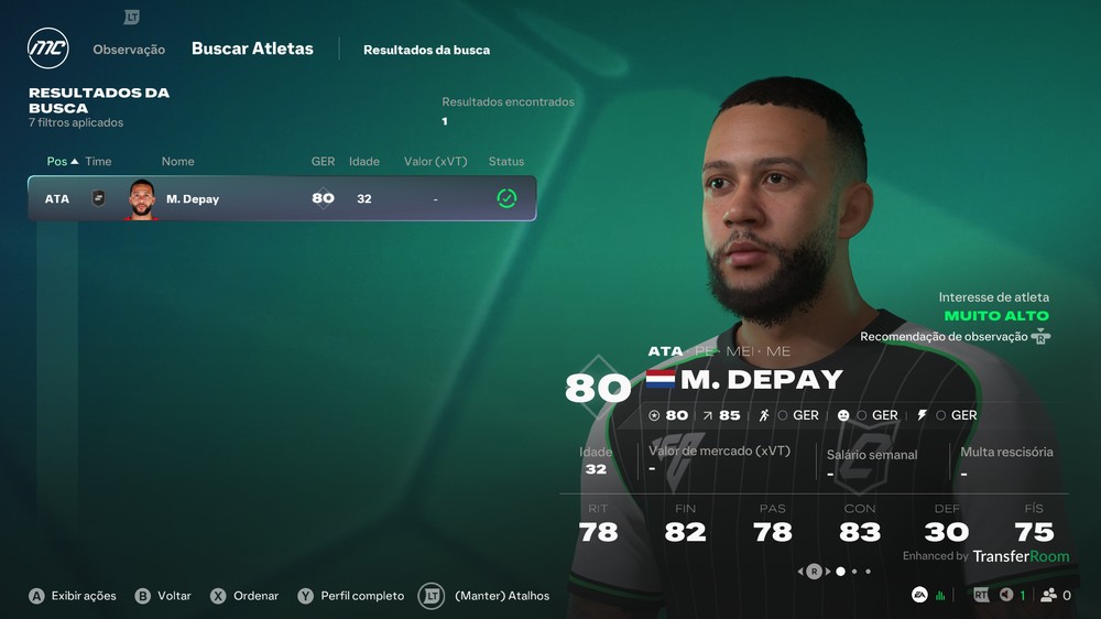 Memphis Depay no EA FC 27 — Foto: Luccas Melo/TechTudo