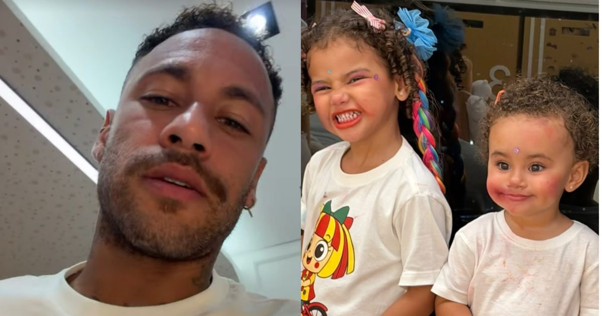 Neymar mostra noite de brincadeiras com as filhas e flagra as meninas aprontando: 'Tão de segredinho'