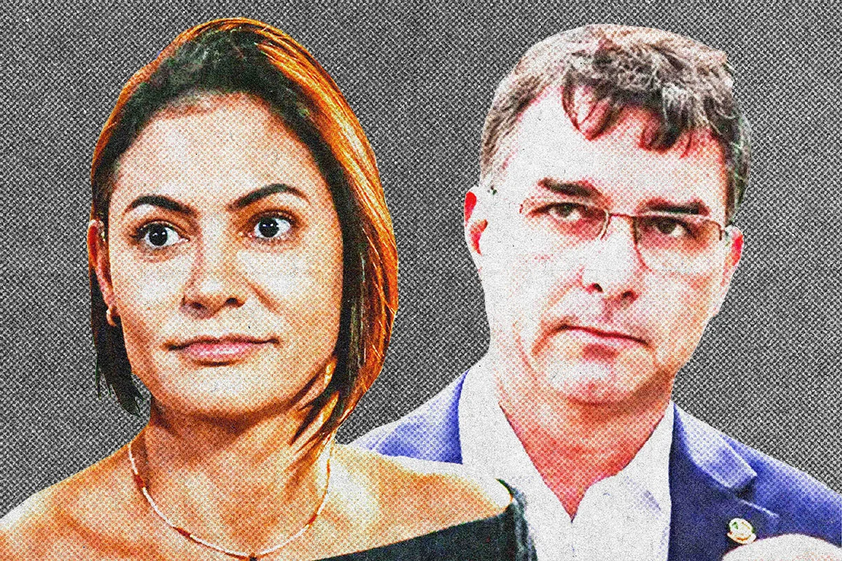 Flávio Bolsonaro e Michelle Bolsonaro