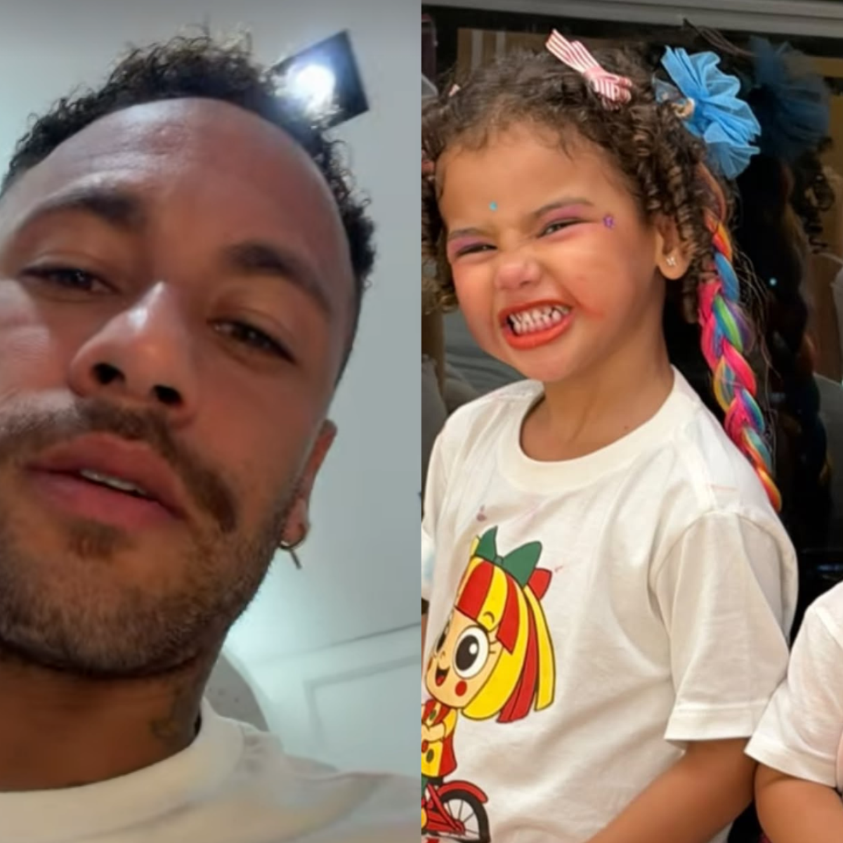 Neymar mostra noite de brincadeiras com as filhas e flagra as meninas aprontando: 'Tão de segredinho'