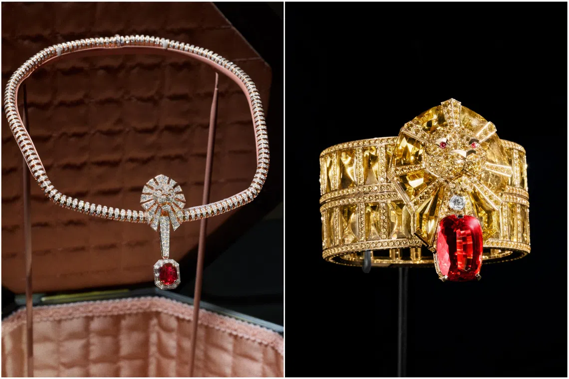 Signes & Symboles Chapter 2 Le Lion Emblematique - Lion Rubis Necklace and Lion Topaz Bracelet.