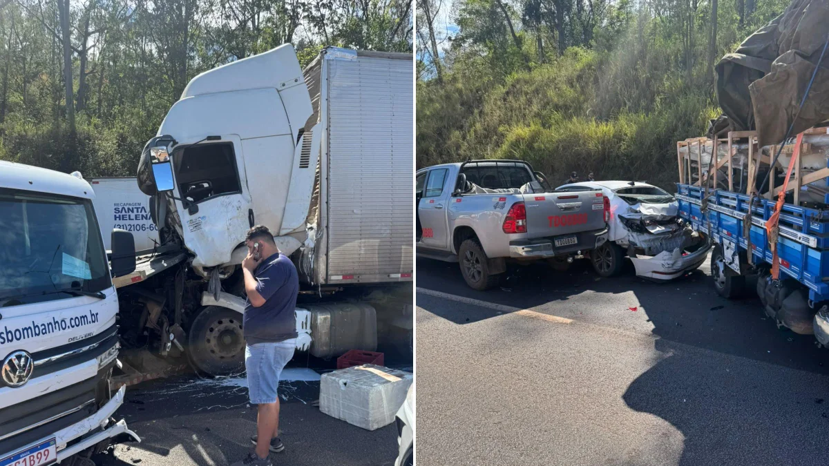 MG: engavetamento com 25 veículos causa 8 km de congestionamento na BR-040