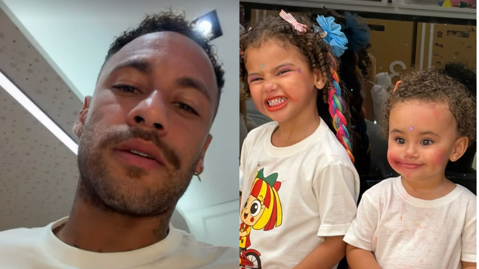 Neymar em noite de brincadeira com as filhas Mavie e Mel