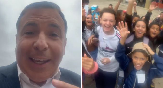 Gottino é surpreendido por crianças durante reportagem na Arena Pacaembu: ‘Dá uma olhada na galera’