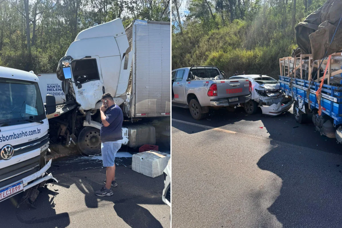 BR-040 fica interditada após engavetamento com 25 veículos em MG