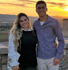 Amanda Marinho com o marido Tiago na lua de mel Portugal Foto: Reprodução/redes sociais