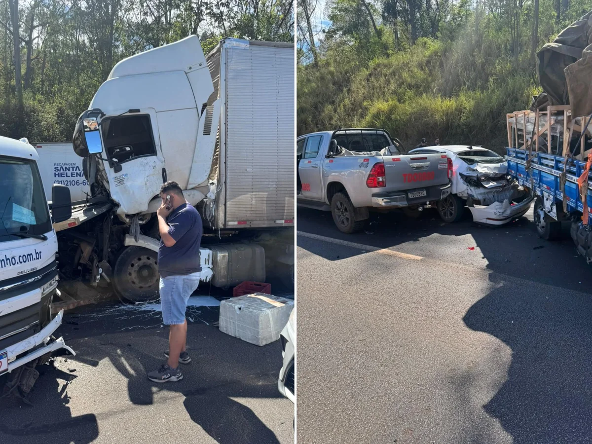 MG: engavetamento com 25 veículos causa 8 km de congestionamento na BR-040
