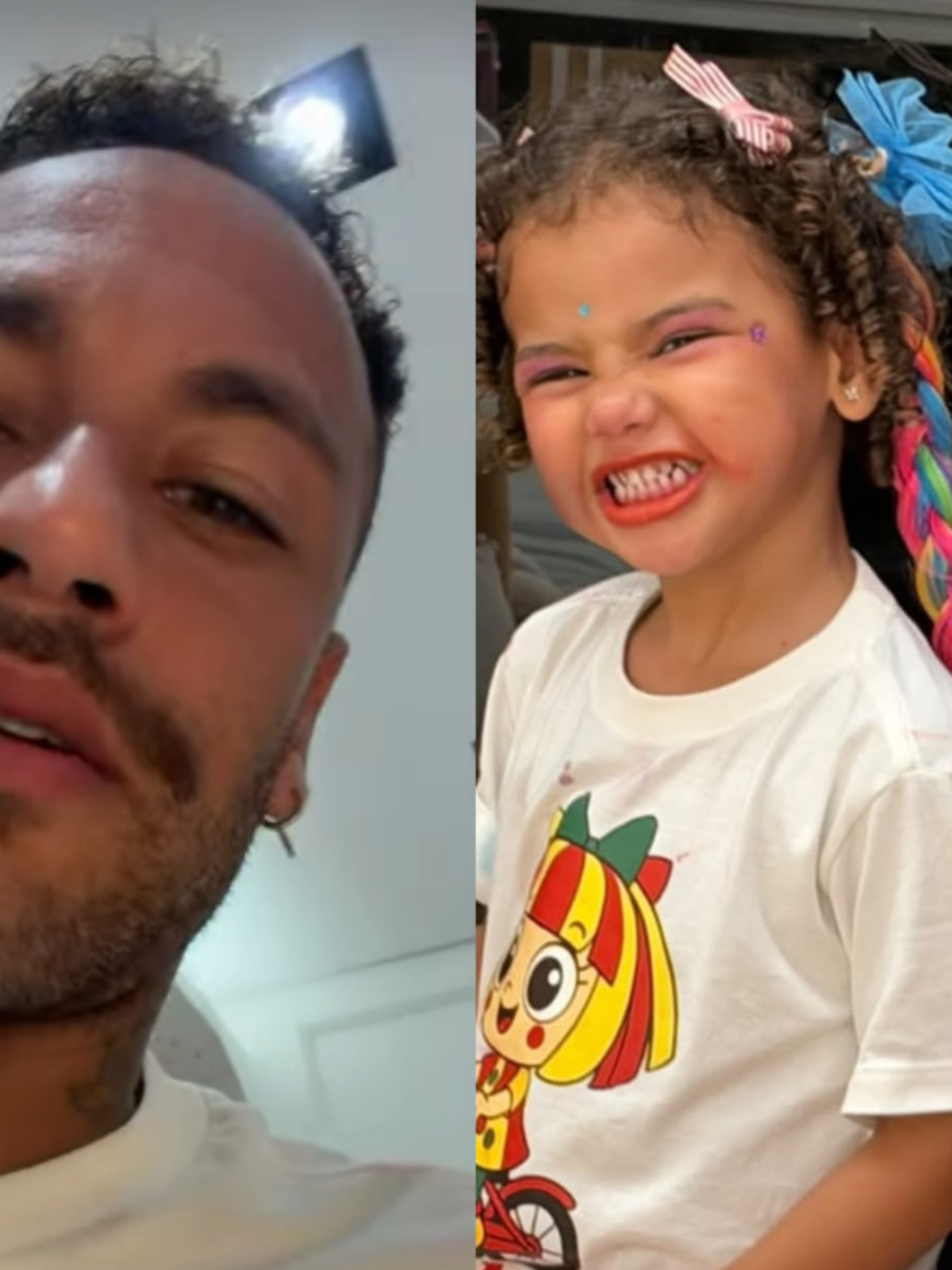 Neymar mostra noite de brincadeiras com as filhas e flagra as meninas aprontando: 'Tão de segredinho'