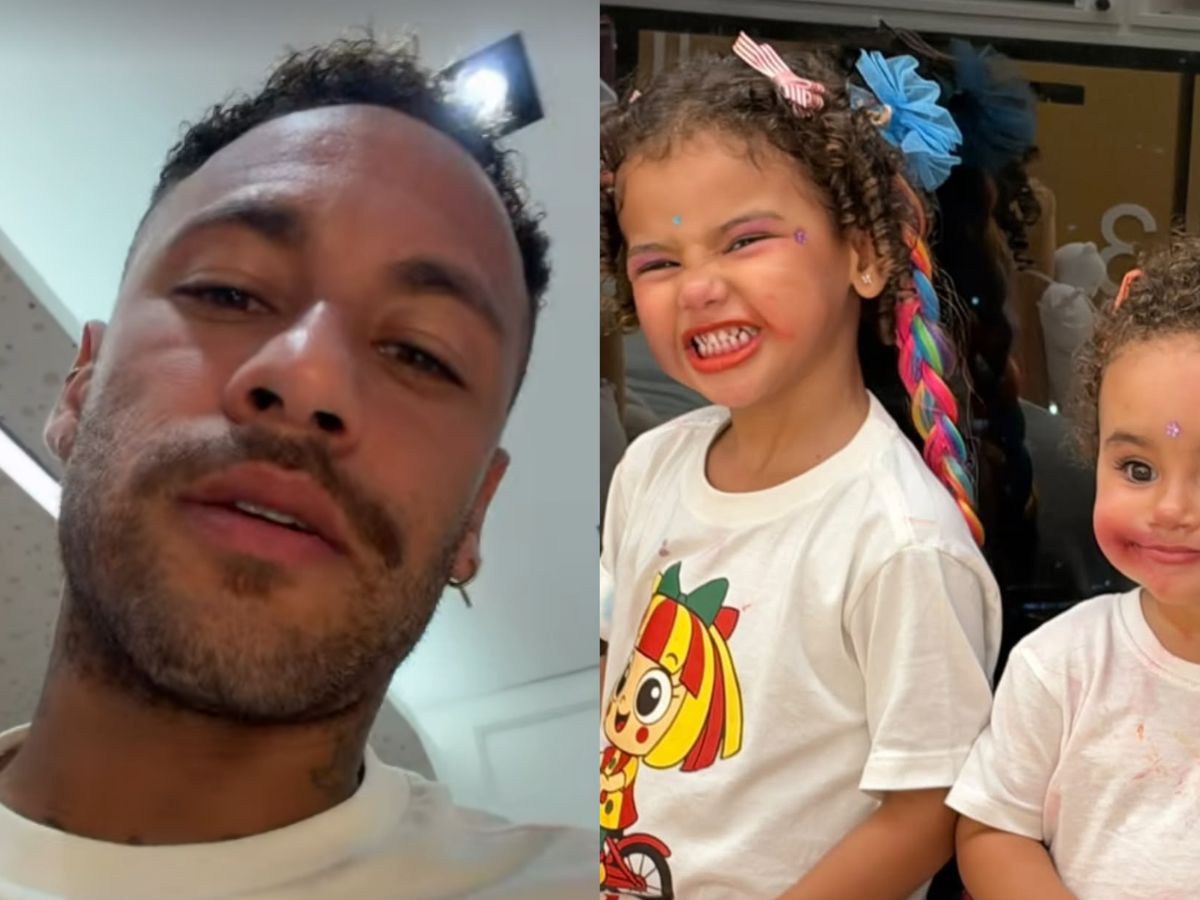 Neymar mostra noite de brincadeiras com as filhas e flagra as meninas aprontando: 'Tão de segredinho'